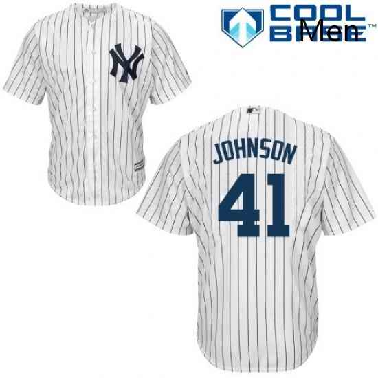 Mens Majestic New York Yankees 41 Randy Johnson Replica White Home MLB Jersey